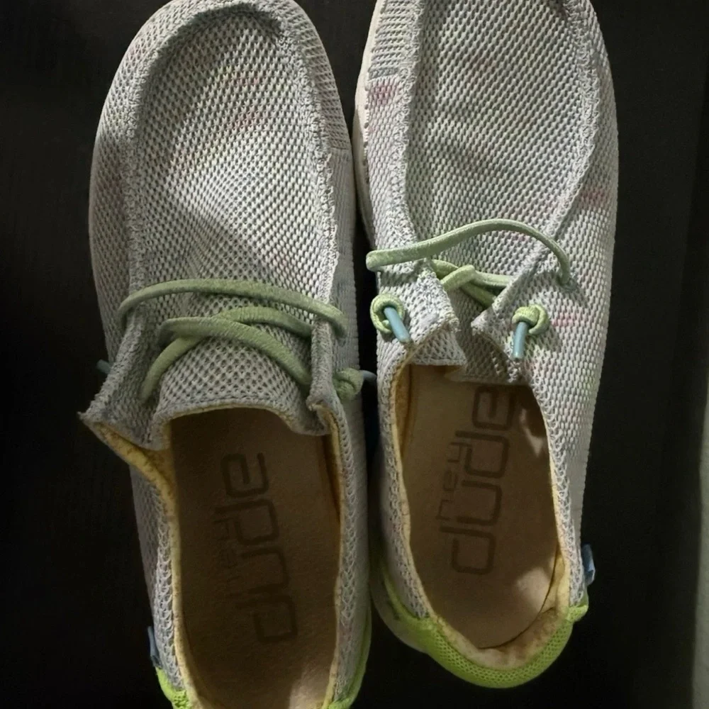 Women’s Casual Mesh Slip-On Shoes in Light Gray and Lime - (Brand: )